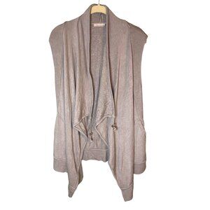 Athleta Beige Open Front Draped Sleeveless Cardigan Vest XS Lightweight Casual